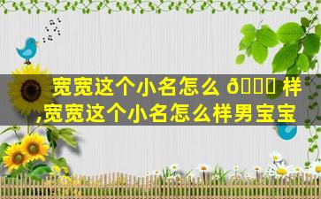 宽宽这个小名怎么 🐝 样,宽宽这个小名怎么样男宝宝